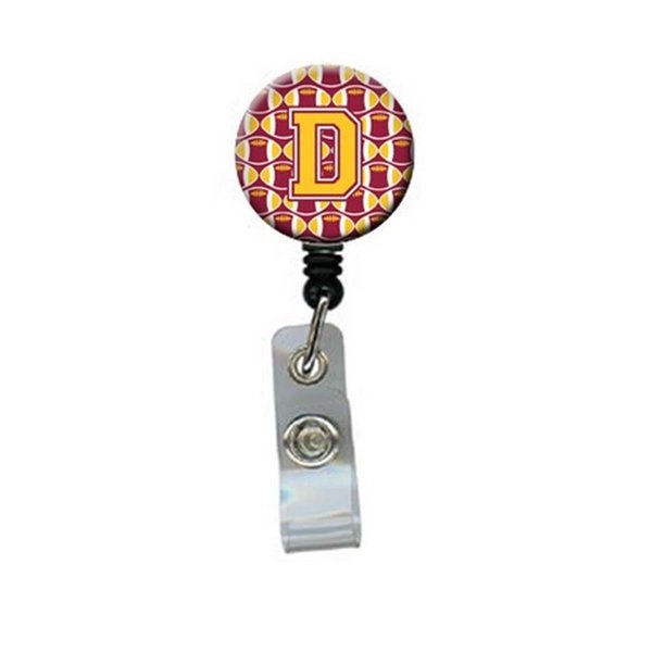 Carolines Treasures Letter D Football Maroon and Gold Retractable Badge Reel CJ1081-DBR